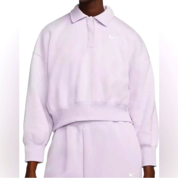 Nike Women's Phoenix Fleece Crop Polo Sweatshirt - Picture 1 of 8